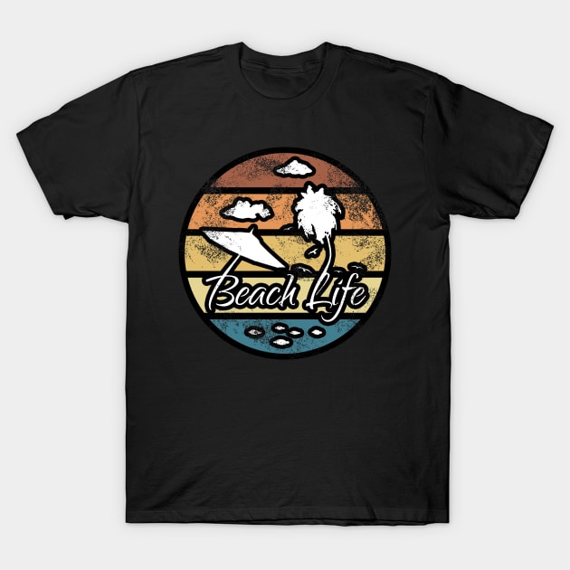 Beach Life Vintage Circle T-Shirt by Area31Studios